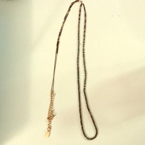 Peacock color Long necklace